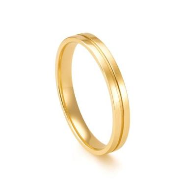 Imagem de Aliança Masculina 3MM com Friso em Ouro 18K - AU12609 - BRUNA TESSARO 
