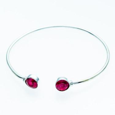 Imagem de Bracelete Feminino Ajustável Prata 925 Com Pedra Natural - Atraktiva J