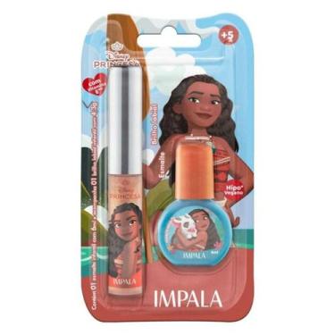 Imagem de Kit Infantil Impala Brilho Labial e Esmalte Moana