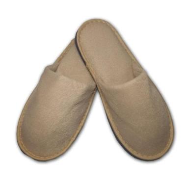Imagem de 1 Par Chinelo Pantufa Slim Plush Aveludado Masculino Bege 37/38 Cód. 7