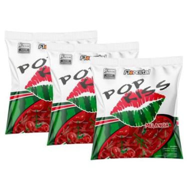 Imagem de Pirulito Pop Kiss Melancia C/ 50un 500g - 3 Pacotes