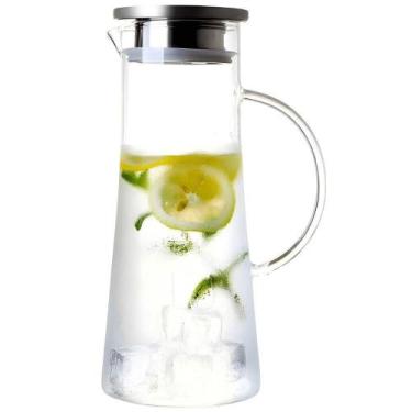 Imagem de Jarra Eleganza 1,4L Vidro Tampa Aço Inox Filtro Duplo Silicone Transpa
