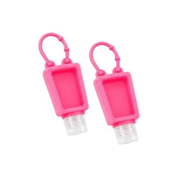 Imagem de Kit 2 Frascos Portáteis Com Alça Para Bolsa E Chaveiro Cor:Rosa - Esco