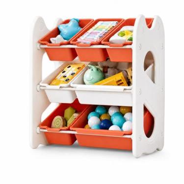 Imagem de Organizador de Brinquedos Infantil 7 Caixas Removíveis Estante 3 Nívei