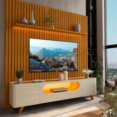 Imagem de Rack com Painel Ripado para TV até 90 Polegadas 100% MDF com LED 228,8
