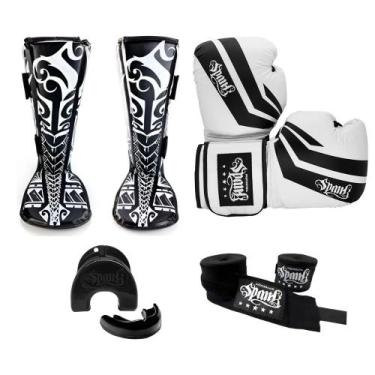 Imagem de Kit Luva De Muay thai Comfy Spank Protetor Bucal Bandagem e caneleira,
