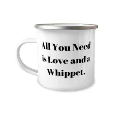 Imagem de Whippet Dog Gifts For Friends, All You Need is Love and a Whippet, Útil Whippet Caneca de acampamento de 355 ml, de amigos