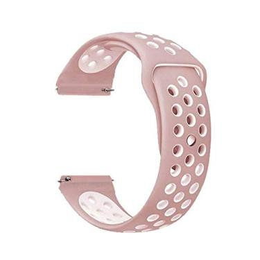 Imagem de Pulseira 20mm Sport LTimports compativel com Galaxy Watch Active 2 44mm - Galaxy Watch Active 1 40mm - Galaxy Watch 3 41mm - Galaxy Watch 42mm - GTS 2/3/4 - BIP 2/3 (Rosa com Branco)