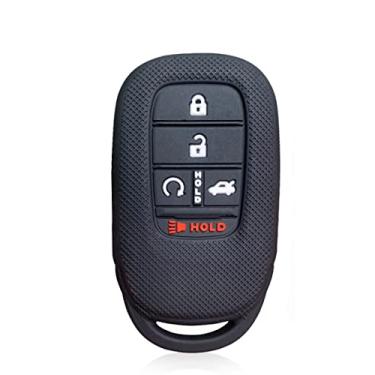Imagem de SELIYA Capa de silicone para chave de carro 5/6 botões, adequada para Honda CIVIC Accord Vezel Pilot Freed CRV, preta (6 BT)