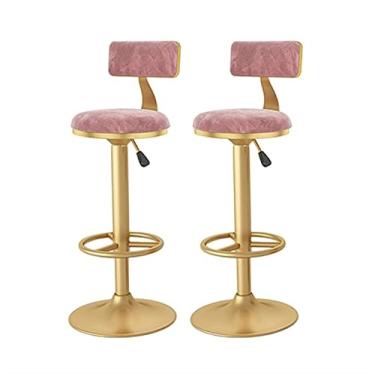 Imagem de 60cm Conjunto de 2 Banquetas de Bar de Veludo Giratórias Ajustáveis ​​com Base Cromada Banquetas Hidráulicas para Balcão de Cozinha de Bar Altura para Cozinha Ilha Bistrô Banquetas (Color : Pink)