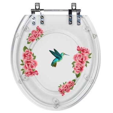 Imagem de Assento Sanitário Decorada Convencional Beija Flor Cristal