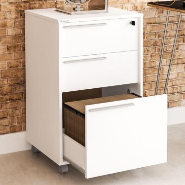 Imagem de Gaveteiro Arquivo Com Rodízios Maia 3 Gavetas Com Chave Branco - Politorno