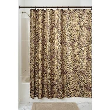 Imagem de iDesign Cortina de chuveiro de banheiro em tecido com estampa de guepardo - 182,88 cm x 182,88 cm, marrom