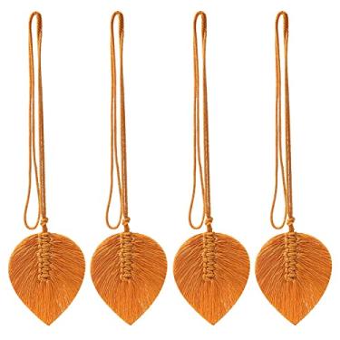 Imagem de Pacote com 4 folhas de macramê cortinas tiebacks em forma de cortina trançada para sala de estar cortina de janela de retenção sala de casa decoração do quarto, 11