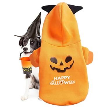 Imagem de abóbora Halloween para animais estimação - Roupas Halloween para cães estimação fantasia abóbora camiseta para cães pequenos - abóbora cachorro fofo chapéu abóbora Halloween cão gato abóbora cosplay fantasia Kot-au