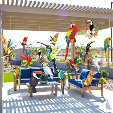 Imagem de 24 Pcs Tropical Birds Honeycomb Paper Cutouts, Parrot Honeycomb, Hanging Parrot Luau Party Decorations, Summer Tiki Bar Party Decor, Flying Bird Hawaiian Party Decor, Parrot Jungle Party Decorations