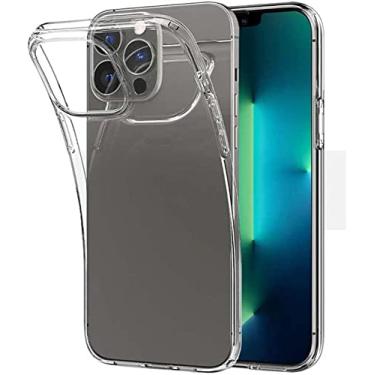 Imagem de HAODEE Capa de telefone traseira transparente, para Apple iPhone 13 Pro Max (2021) 6,7 polegadas ultrafina à prova de choque anti-amarelamento capa de telefone de silicone (cor: transparente)