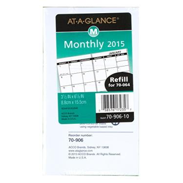 Imagem de AT-A-GLANCE Recarga de agenda mensal para agendas 70-064 2015, 8,3 x 15,5 cm (70-906-10)