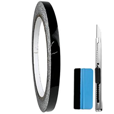 Imagem de LZLRUN Rolo de fita adesiva de vinil para liberação de ar preto brilhante – vem com conjunto de ferramentas de instalação (1/4" x 9 m)