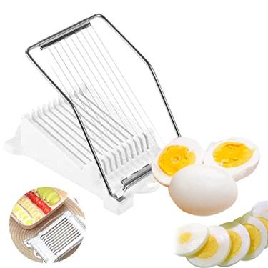 Imagem de Fatiador De Legumes Ralador Fatiador Multifuncional,Fatiador De Queijos,Fatiador De Ovos Cozidos,Fatiador De Alimentos Macios,Com 10 Fios De Corte Em Aço Inox 22X12.5Cm,Branco