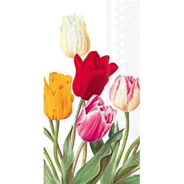 Imagem de Boston International IHR Guardanapos de papel bufê com 3 camadas, 21 x 11 cm, tulipas brancas