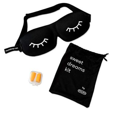 Imagem de Kit de máscara de dormir Mumi Sweet Dreams | Máscara 3D | Bloqueia a luz de forma eficaz | Feito de espuma de memória | Alça ajustável | Inclui protetores de ouvido com capa