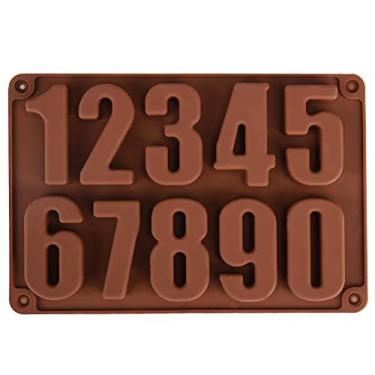 Imagem de Wocuz Molde de giz de cera de 0-9 números, modelo de vela de feliz aniversário, molde de vela para assar chocolate, silicone, bandeja de gelo, resina, faça você mesmo, para fazer biscoitos de
