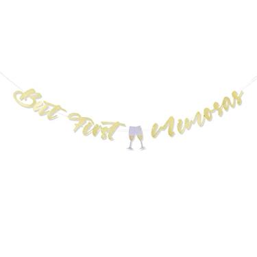 Imagem de YESSWL Banner But First Mimosas - Placa de barra dourada para chá de panela, chá de bebê, despedida de solteira, decoração de festa de formatura de casamento, barra de bolha, barra de mimosa, faixa Pop Fizz Clink