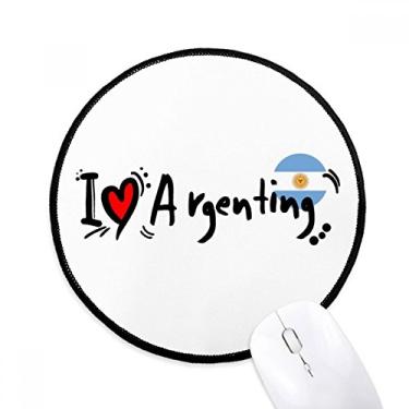 Imagem de DIYthinker I Love Argenting Word Flag Love Heart Illustration Mouse Pad Desktop Office Round Mat para Computador