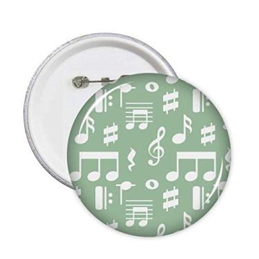 Imagem de Notas musicais brancas broches verdes botão de crachá decoração de roupas redondas 5 peças
