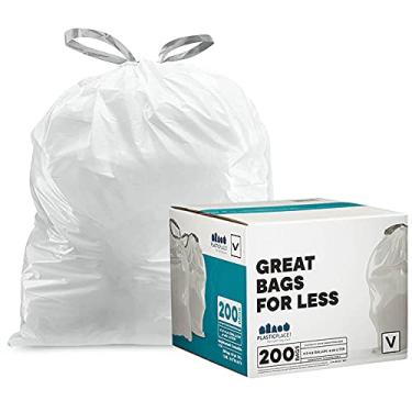 Imagem de Plasticplace TRA310WH Sacos de lixo de ajuste personalizado simplehuman (200 unidades) Forros de lixo brancos com cordão de 11 a 12 litros/16 a 18 litros 37,5 cm x 71 cm