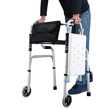 Imagem de Andador dobrável leve com assento, auxiliar de caminhada portátil para idosos/deficientes para ambientes internos/externos, cadeira de banho para banheiro (cor: com rodas) needed