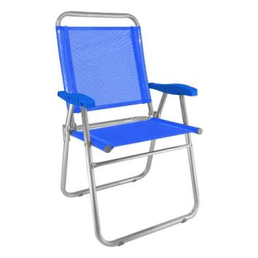 Imagem de Cadeira Alumínio Reforçada Cancun Plus Azul Zaka 120 Kg