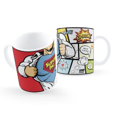 Imagem de Caneca Super Pai Herói dos Quadrinhos Balões Sátira Presente