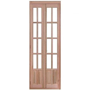 Imagem de Portas Camarão para Vidros Quadriculados com Almofadas Sanfona à Esquerda Rondosul Natural