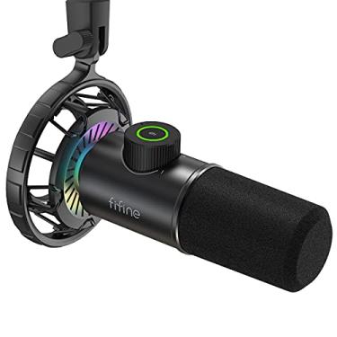 Imagem de FIFINE Microfone USB para jogos, mic dinâmico RGB para PC,com botão Tap-to-Mute,microfone cardioide Plug & Play com conector de fone ouvido para streaming, podcast, Twitch, YouTube, discórdia- K658