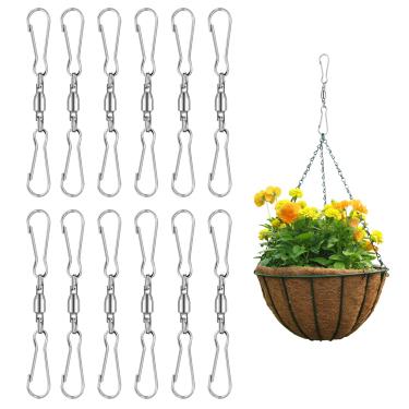 Imagem de NQ Ganchos giratórios duplos com clipe giratório para pendurar giradores de vento, biruta, alimentadores de pássaros, sinos de vento, suprimentos de festa (pacote com 12)