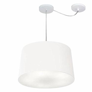 Imagem de Lustre Pendente com Desvio de Centro Cúpula 30/40x45 cm, Vivare Iluminação, Pendente4277 BR, Branco, Médio
