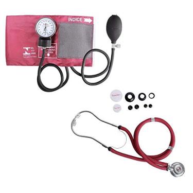 Imagem de Kit De Enfermagem Com Medidor De Pressão Estetoscopio Duplo (Vinho)