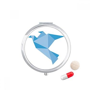 Imagem de Caixa de comprimidos Origami abstrata com padrão de pombo azul, caixa de armazenamento de medicamentos