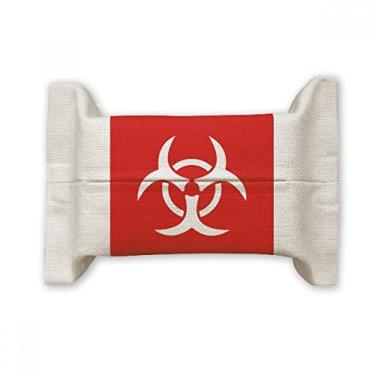 Imagem de Bolsa de linho de algodão para lenços faciais com marcas de aviso vermelhas quadradas para infecções