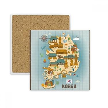 Imagem de Monumentos populares na Coreia do Sul Quadrado Porta-copos Porta-copos Caneca Pedra de isolamento