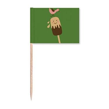 Imagem de Decoração de festa com estampa de pássaro de chocolate, sorvete doce, bandeiras de palito