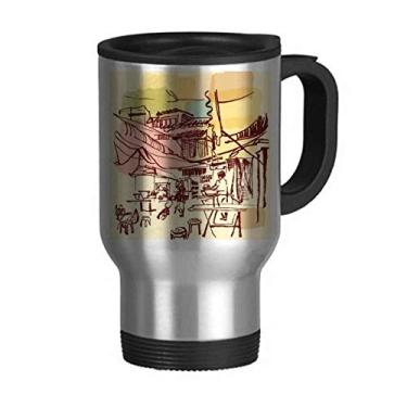 Imagem de Caneca de viagem Thailand Brekes Prosperous Village com tampa flip em aço inoxidável copo de carro copo térmico