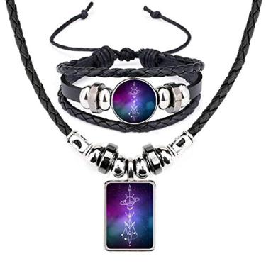 Imagem de Conjunto de joias de couro com estampa de totem Starry Sky Alien