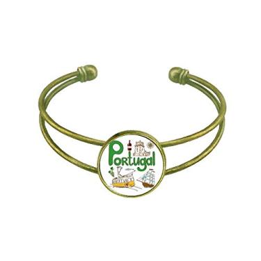Imagem de Bracelete com símbolo nacional de Portugal, pulseira retrô com punho aberto