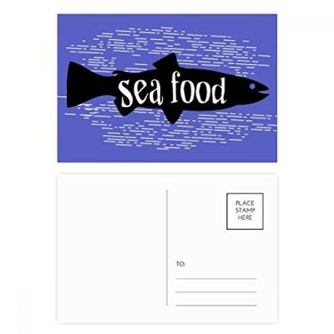 Imagem de Conjunto de cartão postal natural de desenho de peixe de animal preto, cartão de felicitações de aniversário