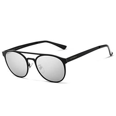 Imagem de Óculos de Sol Masculino Veithdia Lentes Polarizado com Proteção Uv400 Unissex Redondo de Aço Inoxidável (C4)