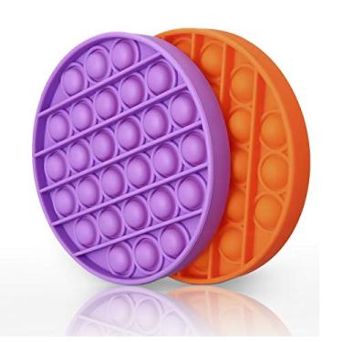 Imagem de 2 Pacotes de Brinquedo sensorial de apertar para ensino em casa e escritório, bom para pessoas com TDAH ou autismoPop Push Bubble, Aliviadores de tensão de silicone Brinquedos autismo, Squeeze Bubble Pop para restaurar as emoções, (Púrpura, Laranja)