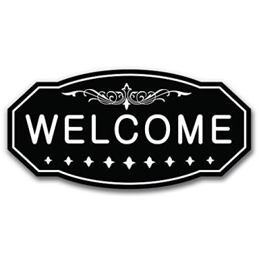 Imagem de Placa de porta/parede Welcome Victorian, Preto, Small 3" x 6"